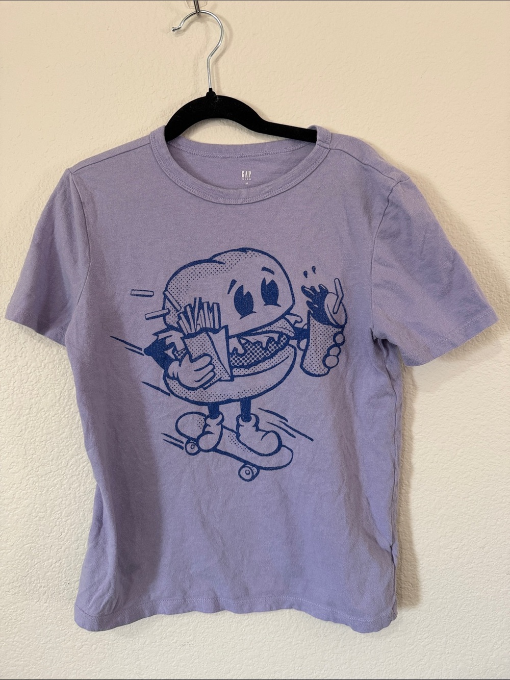 GAP Kids Lavender Tee with Navy Burger Skate Graphic